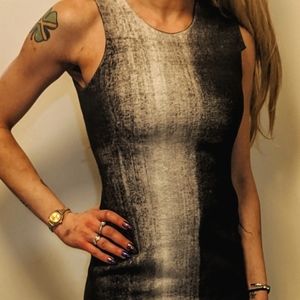 Helmut Lang Wool Designer Black White Dress